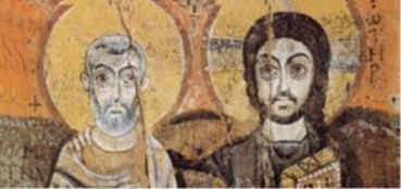 Icône du Christ et de l'abbé Ména