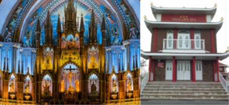 Chœur de la basilique Notre-Dame, Montréal et kitleong Temple bouddhiste Chùa Liên-Hoa, Brossard